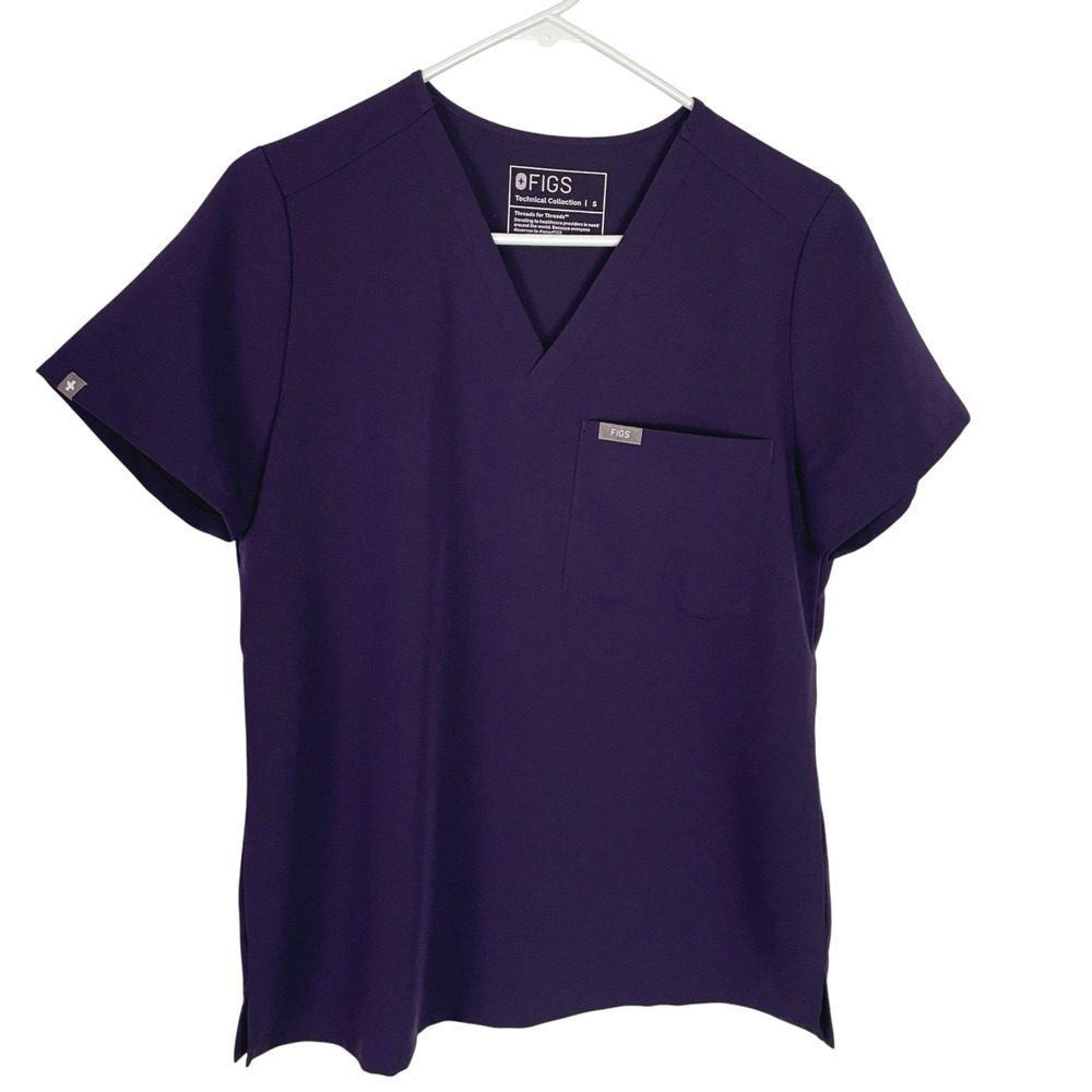 FIGS Womens Catarina Scrub Top Size S Purple One-Pocket V-Neck FW1000 Nurse EMT